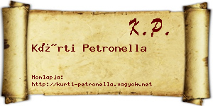 Kürti Petronella névjegykártya